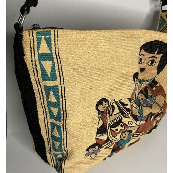 Storyteller Canvas Big Tote Bag Western Southwestern Native Ethnic Zip - Picture 8 of 12